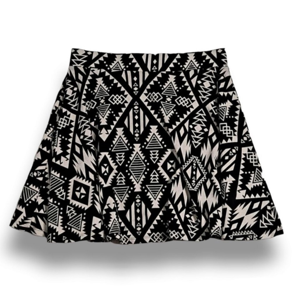 Chic Black and White Tribal Skater Skirt